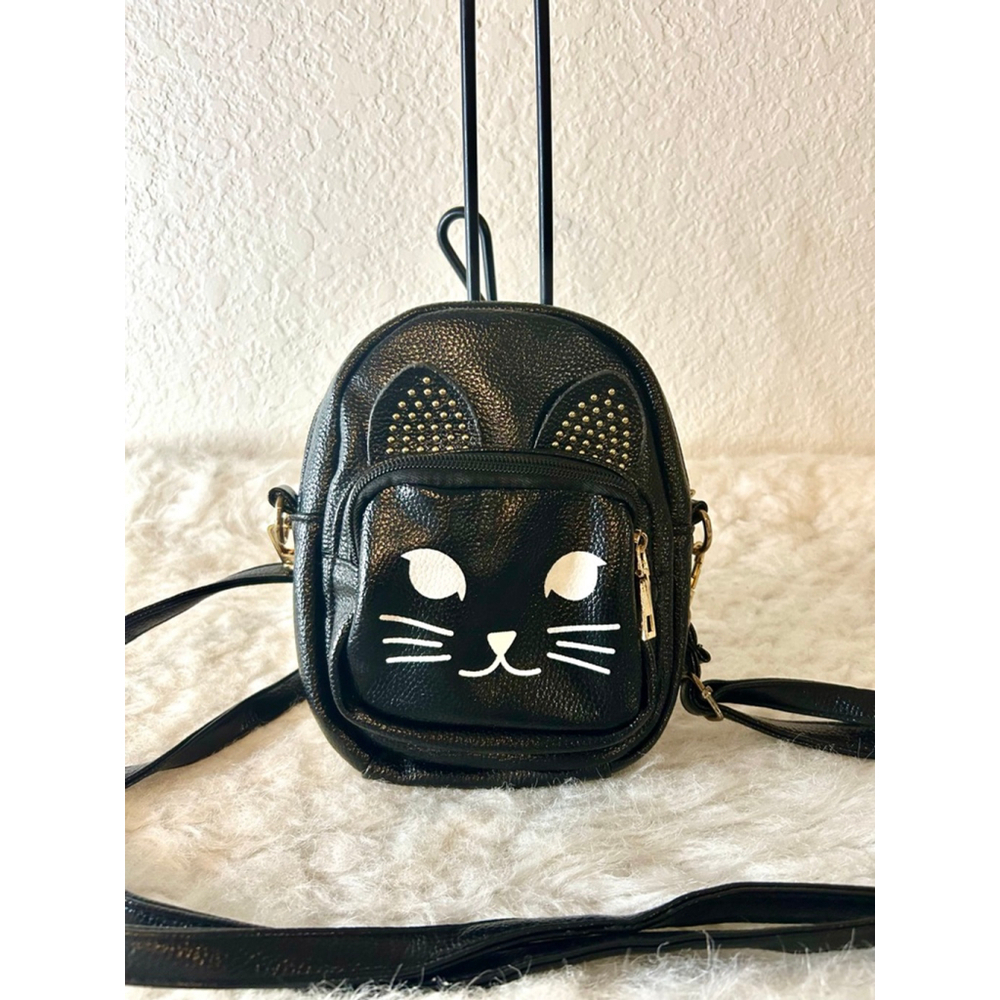 NWT HCY Black Cat Mini Convertible backpack Crossbody Bag